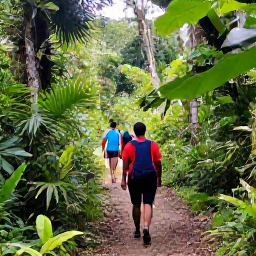 Caribbean Holidays, February Holidays, Rainforest trail in Tobago with lush green vegetation, tropical birds and a guide leading visitors through the Main Ridge Forest Reserve