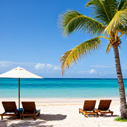 Caribbean Holidays, February Holidays, Relaxed all-inclusive resort beside a palm-fringed beach in Tobago, with turquoise sea, sun loungers and a clear blue sky