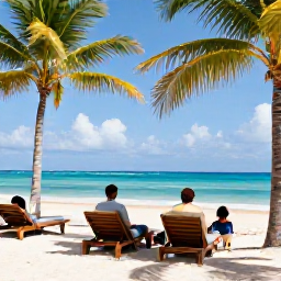 Caribbean Holidays, February Holidays, Relaxed all-inclusive resort on Grace Bay Beach with sun loungers, palm trees and guests enjoying the Caribbean sunshine