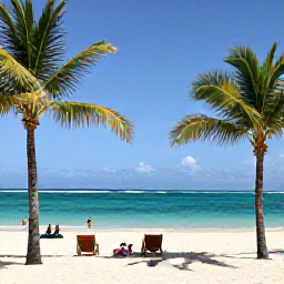 Caribbean Holidays, February Holidays, Sunny all-inclusive resort on a Dominican Republic beach in February, with turquoise sea, palm trees and relaxed holidaymakers