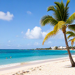 Caribbean Holidays, February Holidays, Sunny Caribbean beach on Saint Martin with turquoise water, palm trees and relaxed holiday atmosphere