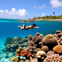 Caribbean Holidays, February Holidays, Travellers snorkelling above a colourful coral reef in clear shallow water near the Turks and Caicos Islands