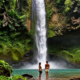 Caribbean Holidays, February Honeymoons, Honeymoon couple exploring lush rainforest and a waterfall in Tobago, Trinidad and Tobago