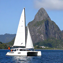 Caribbean Holidays, February Honeymoons, Honeymoon couple sailing on a catamaran past the Pitons in Saint Lucia on a sunny February day