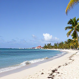 Caribbean Holidays, February Honeymoons, Panoramic view of a beautiful Saint Martin beach with calm turquoise sea, white sand and palm trees under a clear February sky