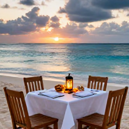 Caribbean Holidays, February Honeymoons, Romantic Bahamian beach dinner for two with lanterns, local seafood and sunset over a calm turquoise sea