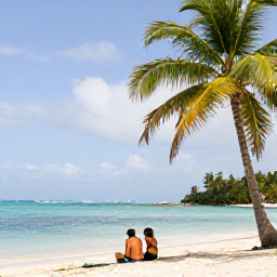 Caribbean Holidays, February Honeymoons, Tropical Cuban coastline with palm trees, calm turquoise water and a romantic couple enjoying a peaceful February holiday