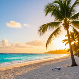 Caribbean Holidays, February Hotspots, Colourful Caribbean beach at golden hour with turquoise sea, palm trees and a relaxed February holiday atmosphere