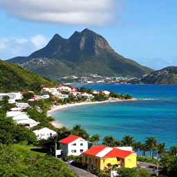 Caribbean Holidays, February Instagram Hotspots, Scenic coastal viewpoint overlooking Kingstown, Saint Vincent, with colourful buildings, green hills and Caribbean sea