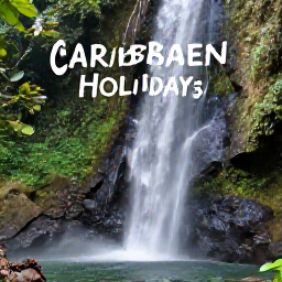 Caribbean Holidays, February Instagram Hotspots, Tropical waterfall in Saint Vincent surrounded by lush rainforest, rocks and broad green leaves, natural travel photograph