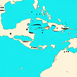 Caribbean Holidays, February Island Hopping, A bright Caribbean map with the United States Virgin Islands and nearby islands marked, surrounded by turquoise sea