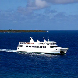 Caribbean Holidays, February Island Hopping, A modern ferry travelling across deep blue Caribbean water between tropical islands