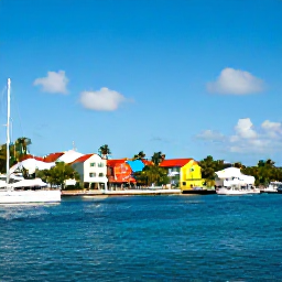 Caribbean Holidays, February Island Hopping, A relaxed St Thomas waterfront with colourful buildings, yachts and palm trees under clear blue skies