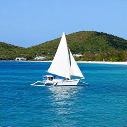 Caribbean Holidays, February Island Hopping, Traditional sailing boat crossing clear blue water between Caribbean islands, with green hills and white beaches in the distance