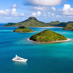 Caribbean Holidays, February Luxury, Aerial view of turquoise water, green volcanic islands and elegant yachts around the British Virgin Islands in bright February sunshine