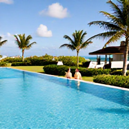 Caribbean Holidays, February Luxury, Couple relaxing beside an infinity pool at a Dominican Republic luxury resort, tropical gardens and sunny February afternoon