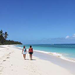 Caribbean Holidays, February Luxury, Couple walking along a quiet Caribbean beach on Nevis beneath a sunny February sky