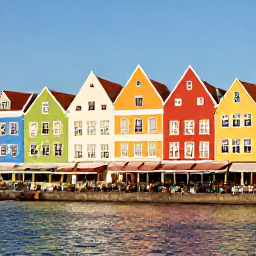 Caribbean Holidays, February Luxury Holidays, Colourful historic buildings and waterfront caf&eacute;s in Willemstad, Cura&ccedil;ao, on a sunny February morning