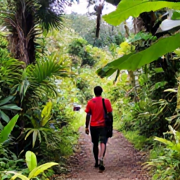 Caribbean Holidays, February Luxury Holidays, Rainforest trail near La Soufri&egrave;re volcano in Saint Vincent, lush tropical vegetation, local guide and adventurous travellers in February