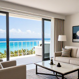 Caribbean Holidays, February Luxury, Luxurious Bermuda hotel suite with balcony, ocean view and elegant furnishings