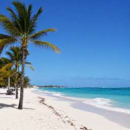 Caribbean Holidays, February Luxury, Luxury beachfront resort in Punta Cana, Dominican Republic, under bright February sunshine, turquoise sea and palm trees