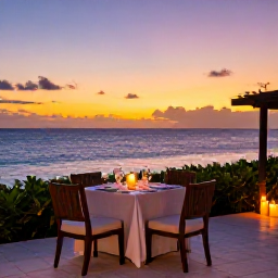 Caribbean Holidays, February Luxury, Romantic candlelit dinner on a Bermuda terrace overlooking the ocean at sunset