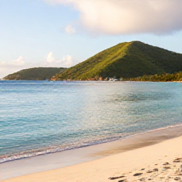 Caribbean Holidays, February Nature Holidays, A quiet tropical beach in St John, U.S. Virgin Islands, with turquoise water, green hills and soft morning light in February