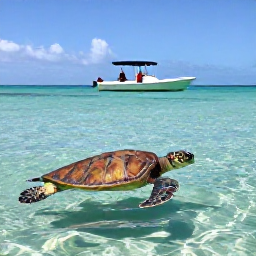 Caribbean Holidays, February Nature Holidays, A sea turtle swimming in clear Caribbean water near Saint Kitts, viewed from a small snorkelling boat on a sunny February day