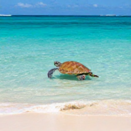 Caribbean Holidays, February Nature Holidays, A sea turtle swimming in clear turquoise water beside a quiet sandy beach in the United States Virgin Islands