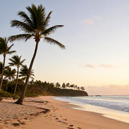 Caribbean Holidays, February Nature Holidays, Quiet Caribbean beach at sunrise with palm trees, natural dunes and gentle waves