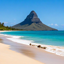 Caribbean Holidays, February Nature Holidays, Quiet golden beach and clear turquoise water on Nevis, with Nevis Peak rising in the background under a blue sky