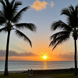 Caribbean Holidays, February Nature Holidays, Scenic February sunset over the Caribbean from a coastal viewpoint in Saint Kitts, with palm trees and calm sea