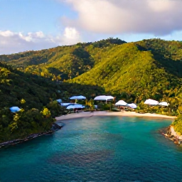 Caribbean Holidays, February Saint Lucia, Aerial view of Saint Lucia's turquoise Caribbean coastline, lush green hills and secluded adults-only resort in warm February sunshine