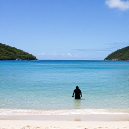 Caribbean Holidays, February Scuba Diving, Relaxed beach beside calm turquoise sea on a Caribbean island in Saint Vincent and the Grenadines