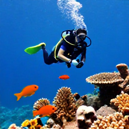 Caribbean Holidays, February Scuba Diving, Scuba diver photographing colourful tropical fish and healthy coral near a Caribbean reef