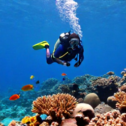 Caribbean Holidays, February Scuba Diving, Scuba diver swimming above a healthy coral reef near Saint Kitts, surrounded by tropical fish and clear blue water