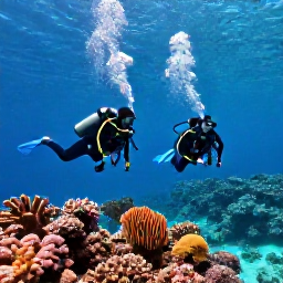 Caribbean Holidays, February Scuba Diving, Scuba divers exploring a colourful coral reef in clear turquoise water around the United States Virgin Islands