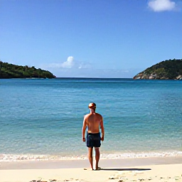 Caribbean Holidays, February Solo Holidays, Solo traveller enjoying a sunny beach and calm turquoise sea on St Thomas in the U.S. Virgin Islands during February
