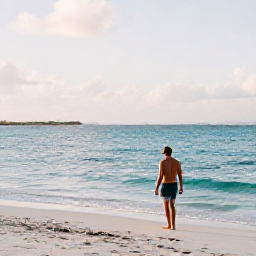 Caribbean Holidays, February Solo Holidays, Solo traveller relaxing on a quiet Caribbean beach in February, turquoise sea, soft morning light, authentic travel photograph