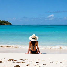 Caribbean Holidays, February Solo Holidays, Solo traveller relaxing on a quiet white-sand beach in St John, United States Virgin Islands, bright February sunshine and turquoise sea