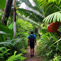 Caribbean Holidays, February Solo Holidays, Solo traveller walking through lush tropical scenery on the Mount Liamuiga trail in Saint Kitts