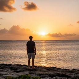 Caribbean Holidays, February Solo Holidays, Solo traveller watching a golden sunset from a peaceful Caribbean viewpoint in the United States Virgin Islands
