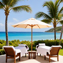Caribbean Holidays, February Spa Breaks, A tranquil Caribbean spa resort in Saint Martin with palm trees, bright blue sea and elegant treatment areas