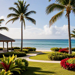Caribbean Holidays, February Spa Breaks, A tranquil luxury spa resort in Jamaica with palm trees, tropical gardens and a calm Caribbean Sea in the background