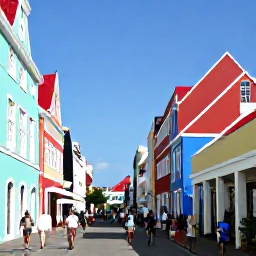 Caribbean Holidays, February Spa Breaks, Colourful historic streets of Willemstad, Cura&ccedil;ao, with pastel buildings and relaxed visitors in February sunshine