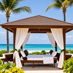 Caribbean Holidays, February Spa Breaks, Elegant Cura&ccedil;ao spa resort with an outdoor treatment pavilion, palm trees, sun loungers and ocean views