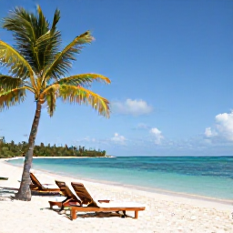 Caribbean Holidays, February Spa Breaks, Quiet white-sand beach at Magens Bay, St Thomas, with sun loungers, palm trees and calm turquoise water