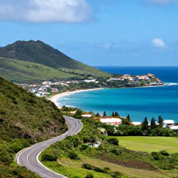 Caribbean Holidays, February Tours, A scenic February road trip viewpoint over Saint Martin and Sint Maarten, with green hills, blue bays and a winding coastal road