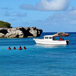 Caribbean Holidays, February Tours, A small boat excursion around Saint Martin, with snorkellers in clear blue water, rocky coves and bright Caribbean sunshine