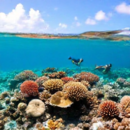 Caribbean Holidays, February Tours, Visitors snorkelling above a colourful coral reef in crystal-clear water near Providenciales, Turks and Caicos Islands